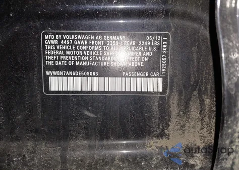 2013 Volkswagen Cc 2.0T R-Line/2.0T Sport/2.0T Sport Plus z USA, uszkodzony, nr VIN WVWBN7AN6DE509063